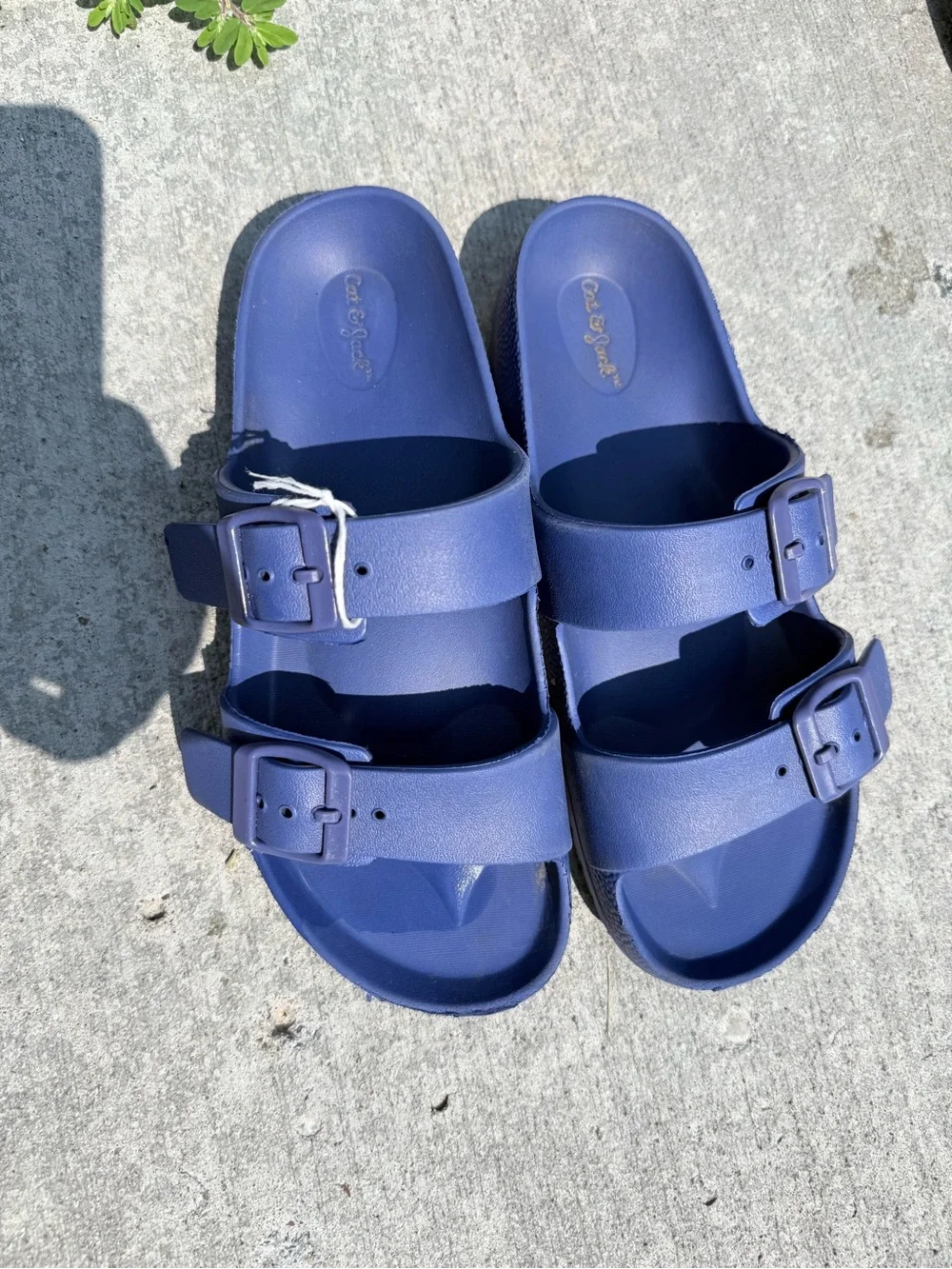 Cat & Jack Blue Double Buckle Slide Sandals